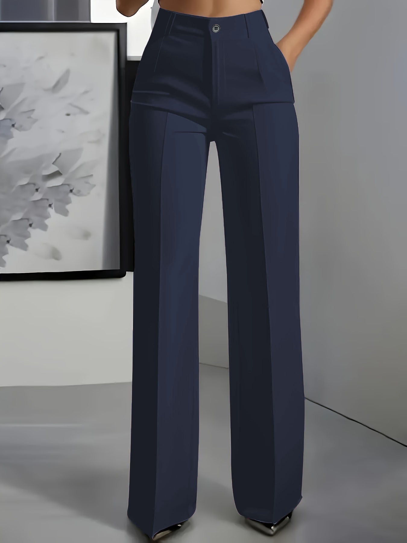 High-Waisted Women's Trousers with Stretchy Waistband