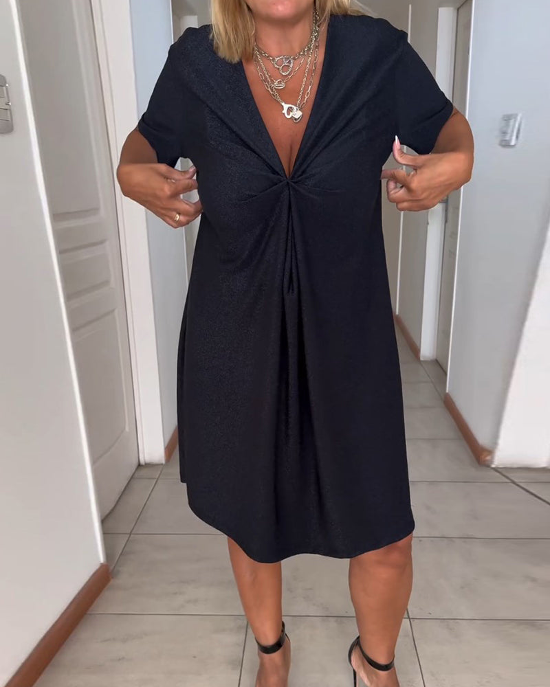Els | Women's Dress with Short Sleeves and V-Neck