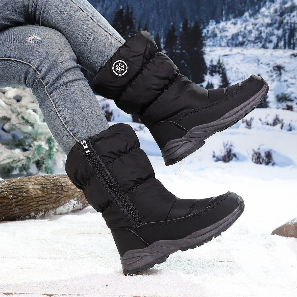 Cushioned Slip-On Premium Mid-Calf Women's Winter Snow Boots