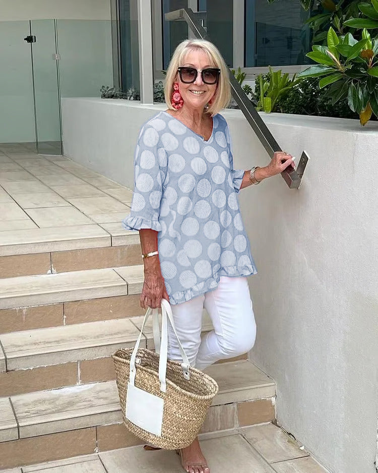Chloe | Women's Polka Dot Stylish V-Neck Blouse