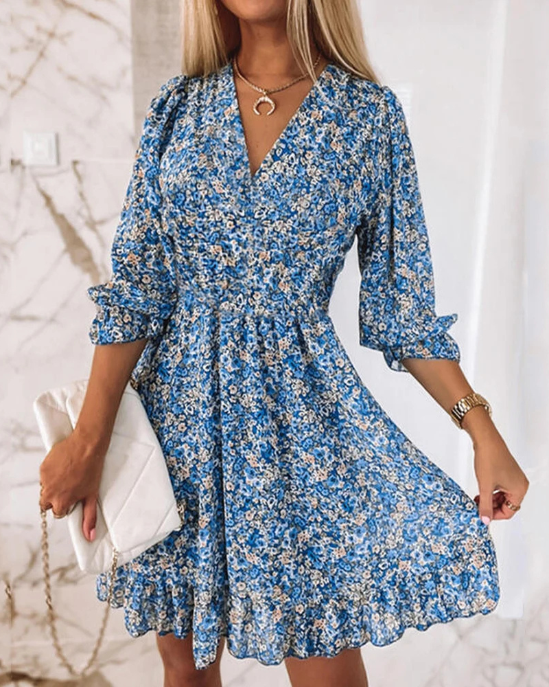 Sami | Women's Floral Summer Mini Dress with Ruffle Detail and Smocking