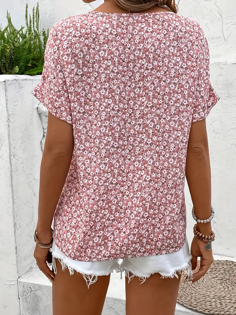 Charis | Women's Cropped Floral Button-Up Blouse