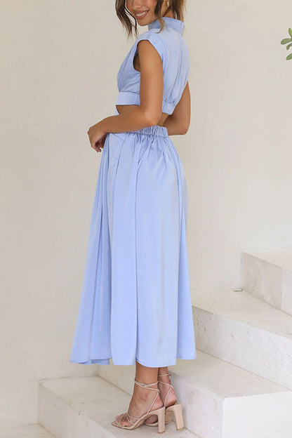 Quincy | Women's Midi Dress with Cut-Out and Pockets