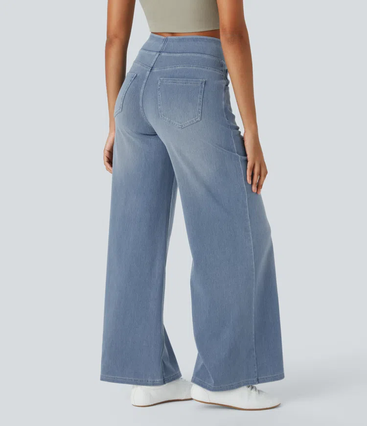 Quinn | Women's High Waisted Wide Leg Jeans with Pockets