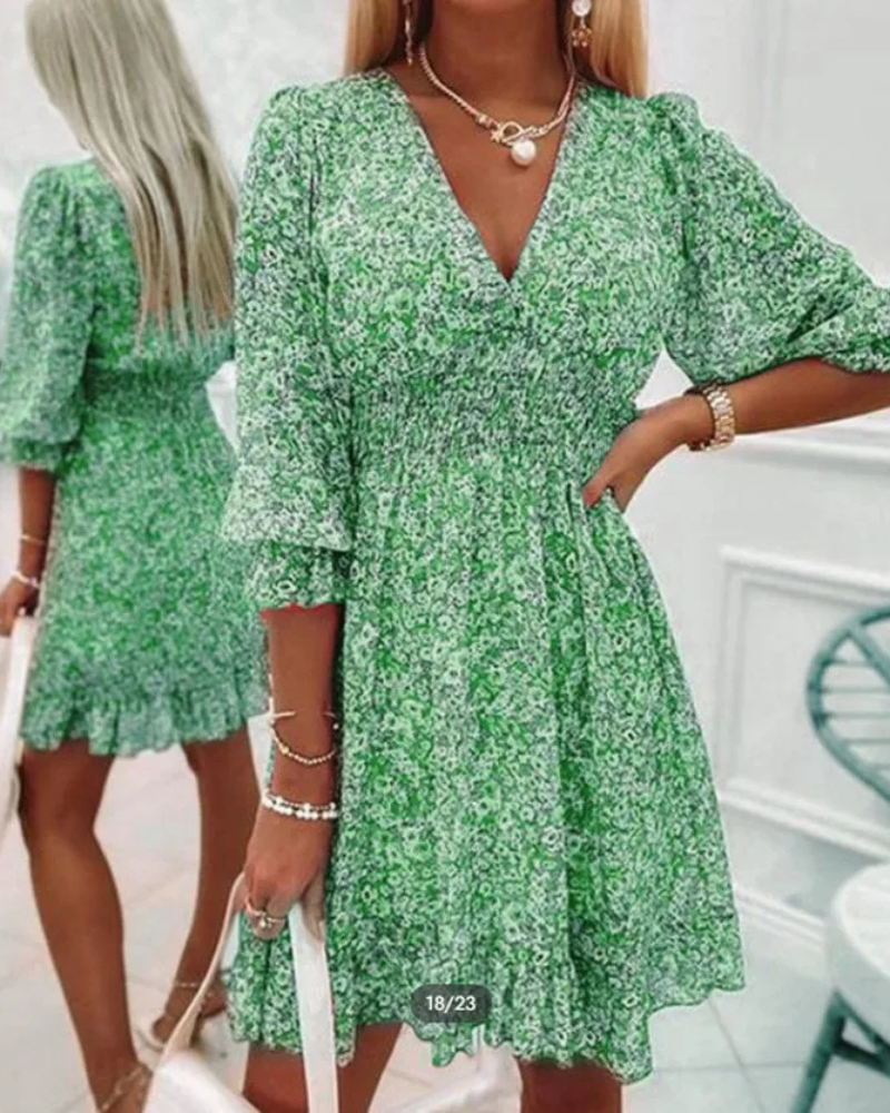 Sami | Women's Floral Summer Mini Dress with Ruffle Detail and Smocking
