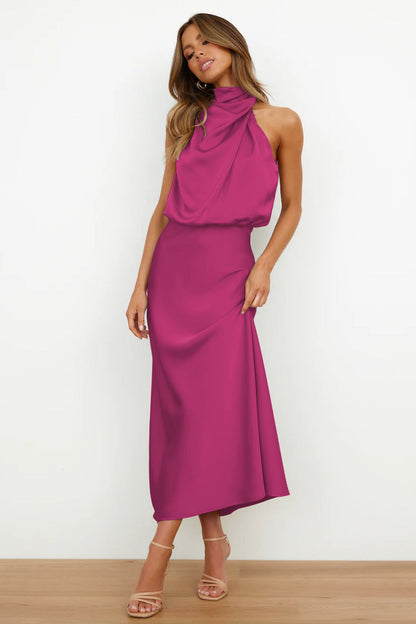 Carlina | Women's Long Maxi dress with halter neckline