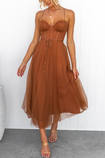 Women's Contemporary Princess Maxi Dress with Suspenders for Parties