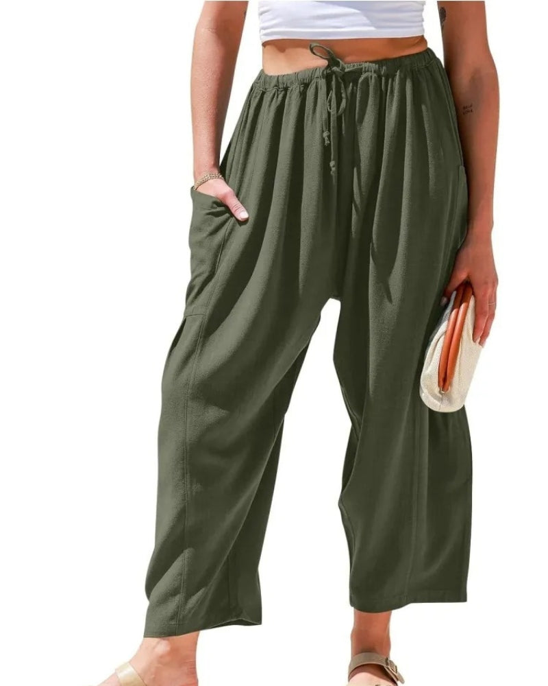 Sabrina | Women's Wide Leg Trousers with Pockets and Drawstring