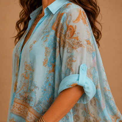 Cleo | Women's Shirt Maxi Dress with Side Slit