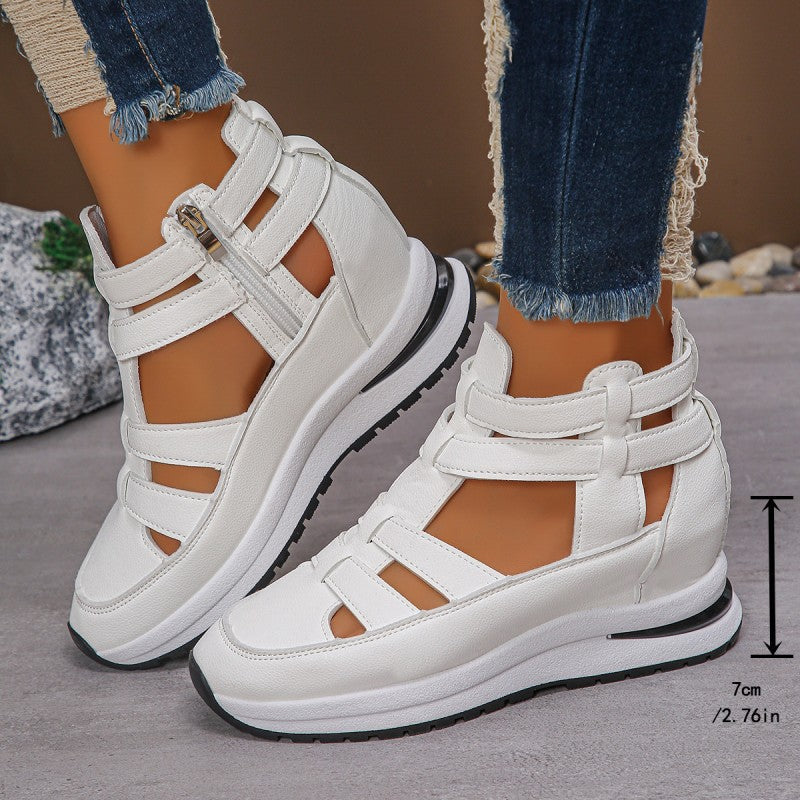 Women's Cushioned Open-Toe Lightweight Wedge Sandals with Side Zip for Ultimate Comfort