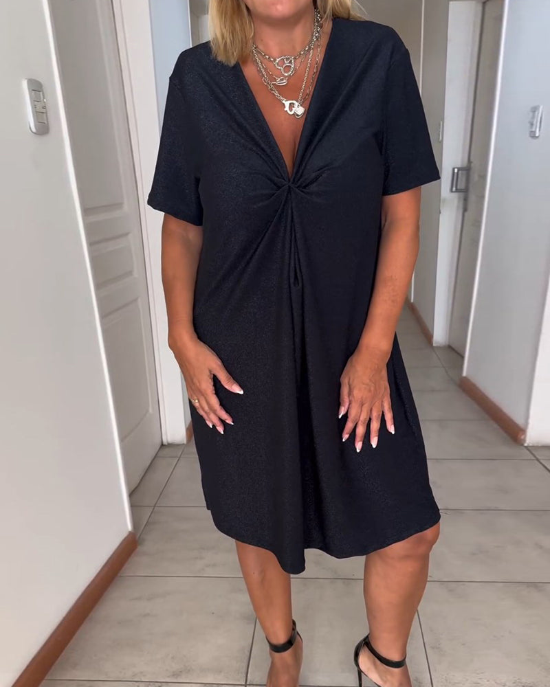 Els | Women's Dress with Short Sleeves and V-Neck