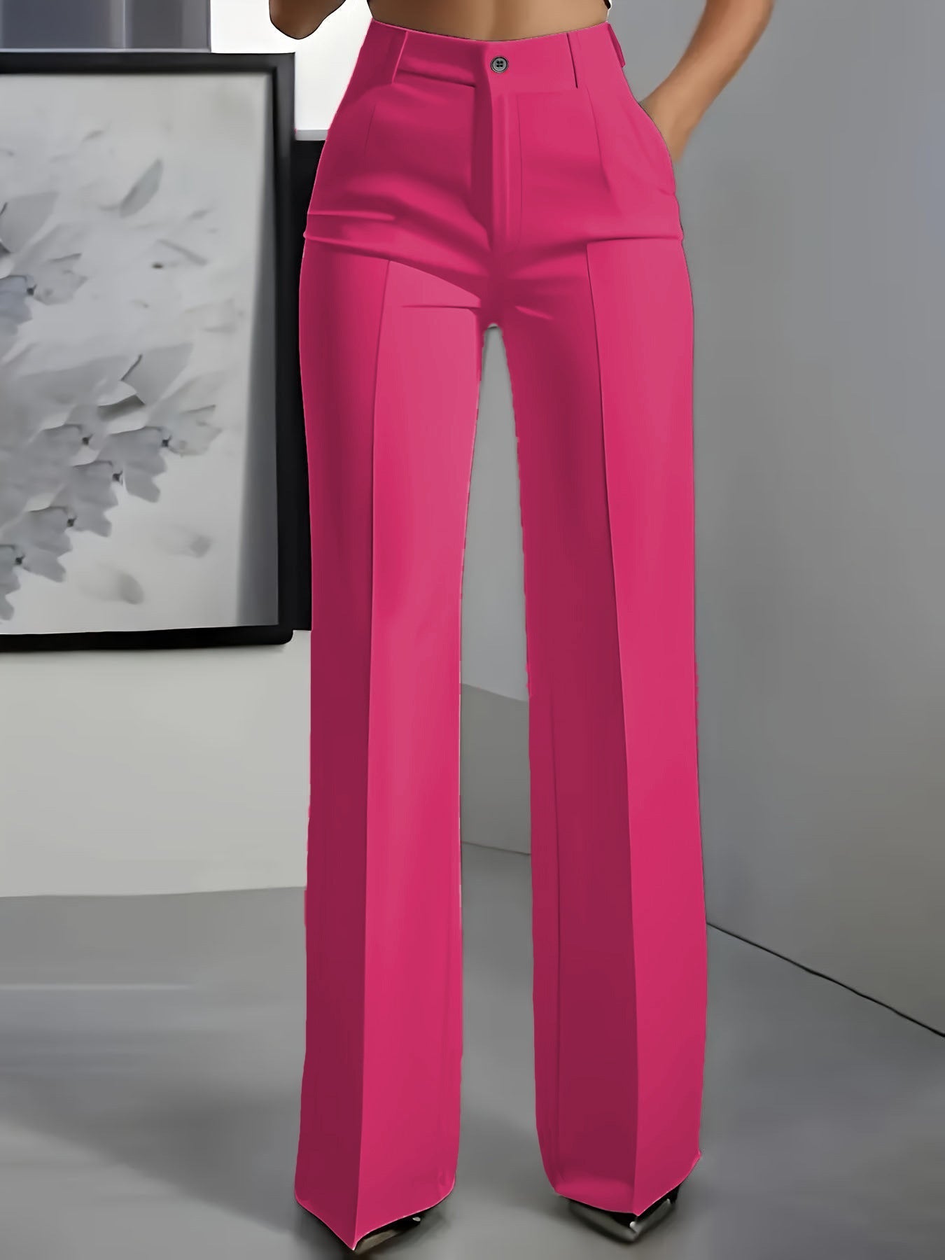 High-Waisted Women's Trousers with Stretchy Waistband