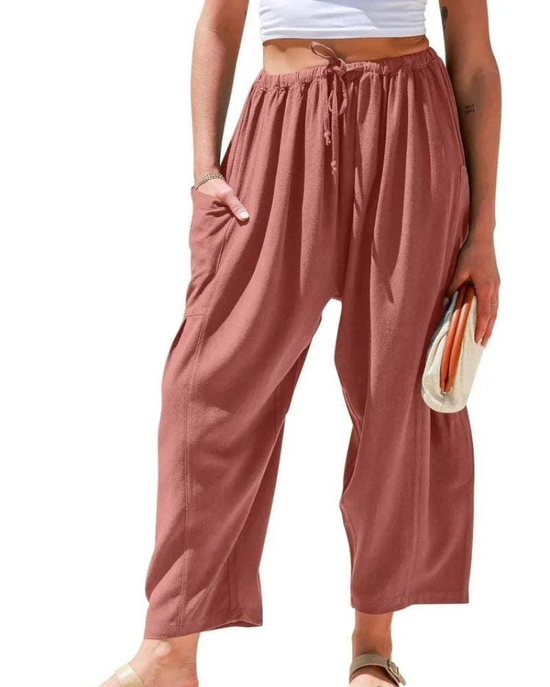 Sabrina | Women's Wide Leg Trousers with Pockets and Drawstring