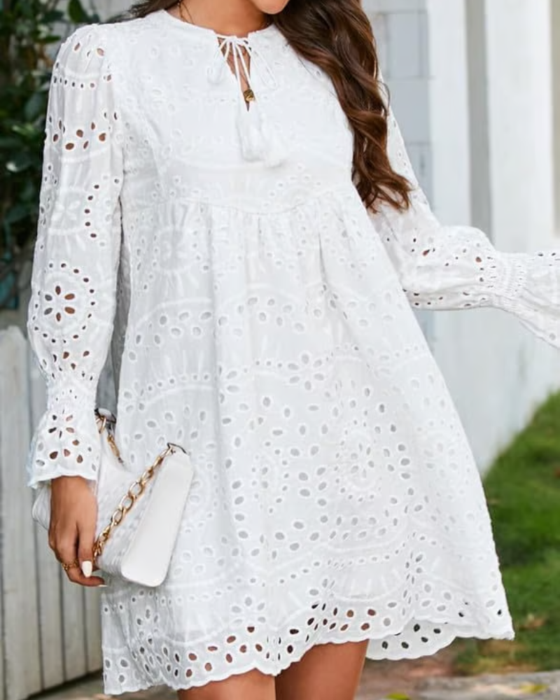 Aimee | Women's Floral Casual Mini Dress with Cut-Out and Smocking