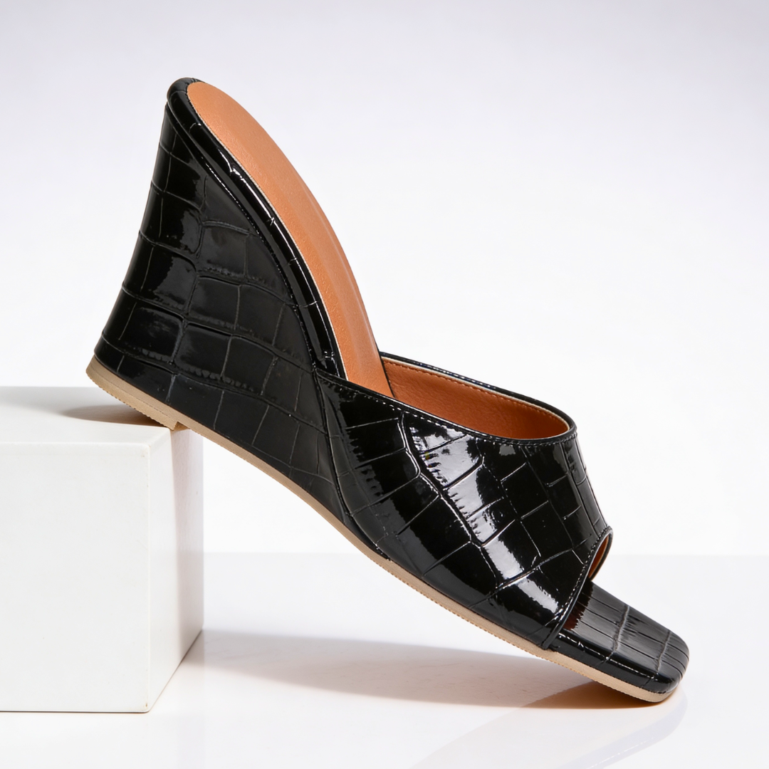 Helena | Croc Wedge Mules
