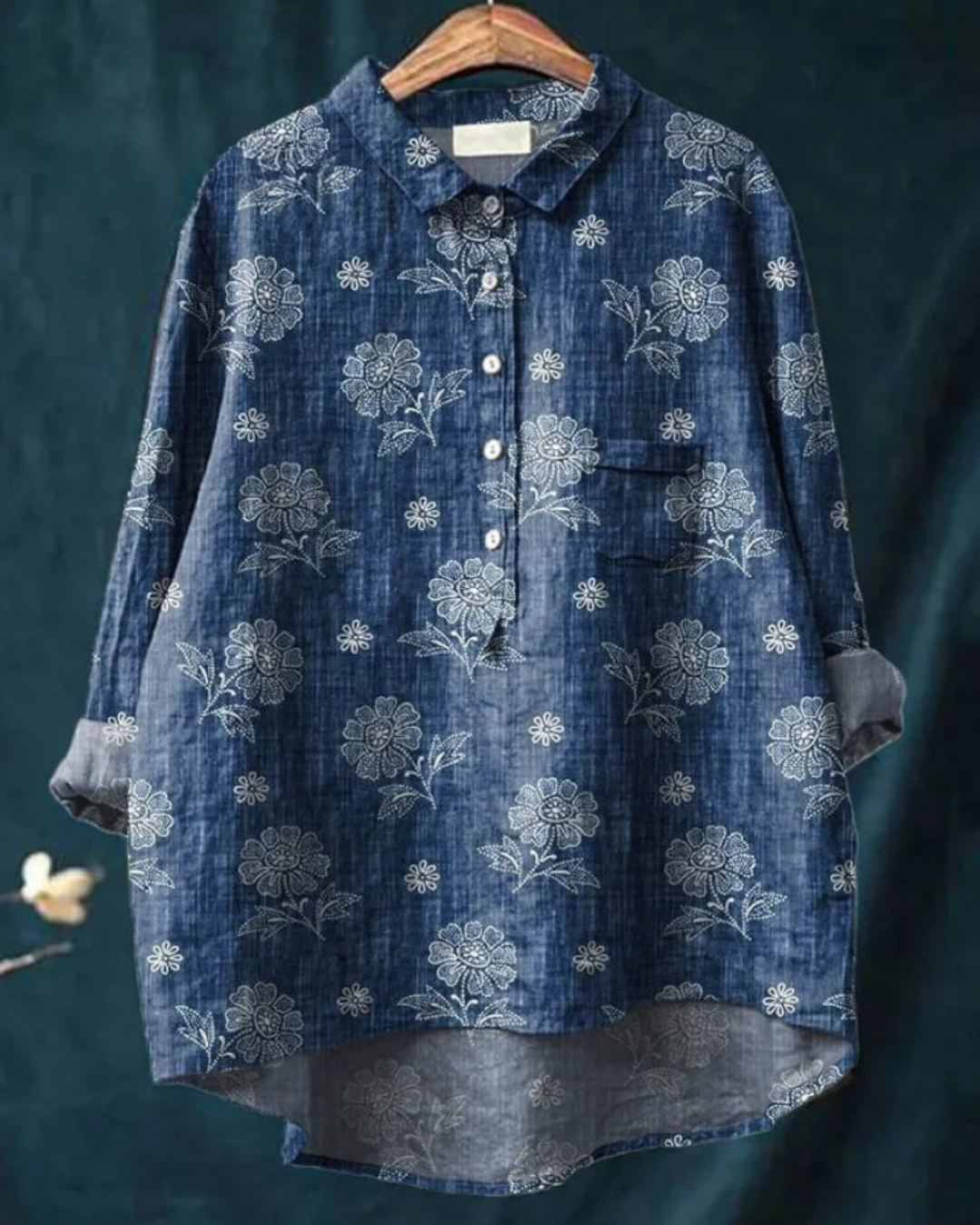 Jaclynn | Women's Floral Shirt with Ruffle Detail