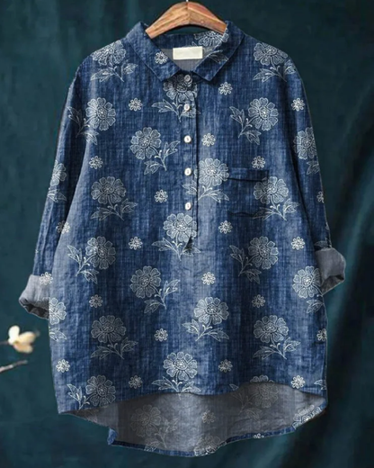 Jaclynn | Women's Floral Shirt with Ruffle Detail