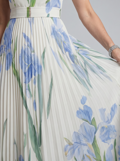 Ophelia | Women's Sleeveless Square Neck Floral Print Midi Dress