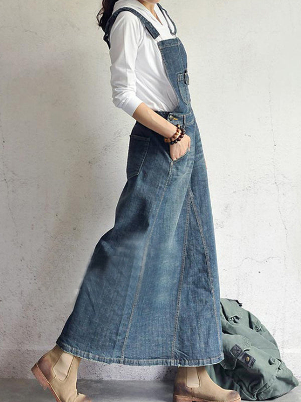 Demi | Women's Casual Denim Overall Dress with Pockets