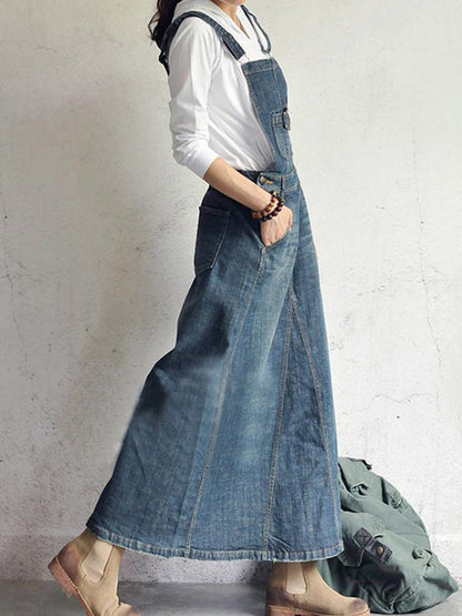 Demi | Women's Casual Denim Overall Dress with Pockets