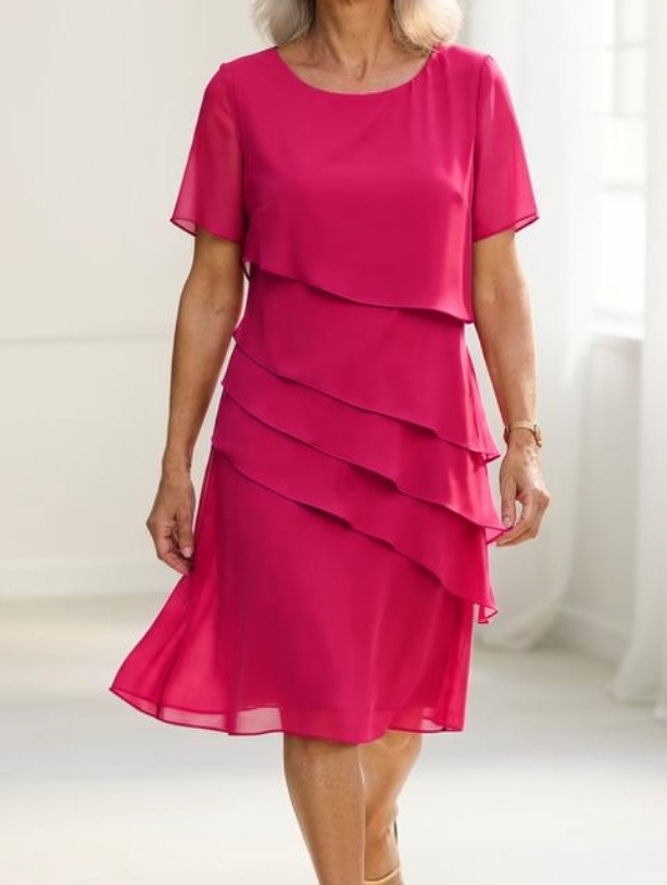 Linda | Women's Elegant Comfort Ruffle Midi Dress