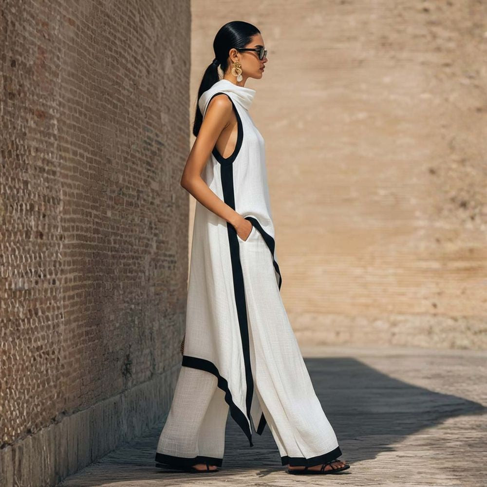 Leonora | Elegant Asymmetrical Outfit for Women with Wide Leg Trousers