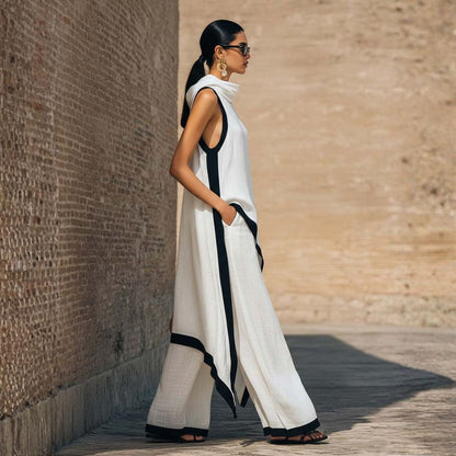 Leonora | Elegant Asymmetrical Outfit for Women with Wide Leg Trousers