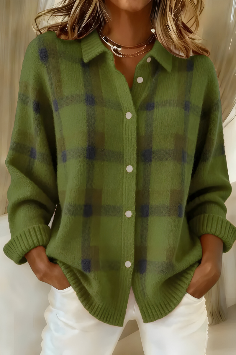 Tesa | Women's Relaxed Cozy Plaid Cardigan