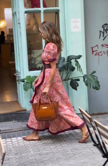Hailey | Women's Elegant Pink Short Sleeve Maxi Dress