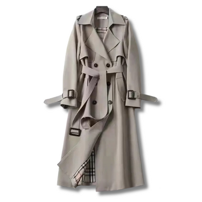 Valentina | Women's Checked Classic Trench Coat with Pockets
