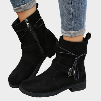 Delaney | Women's Cushioned Buckle Low Heel Ankle Boots