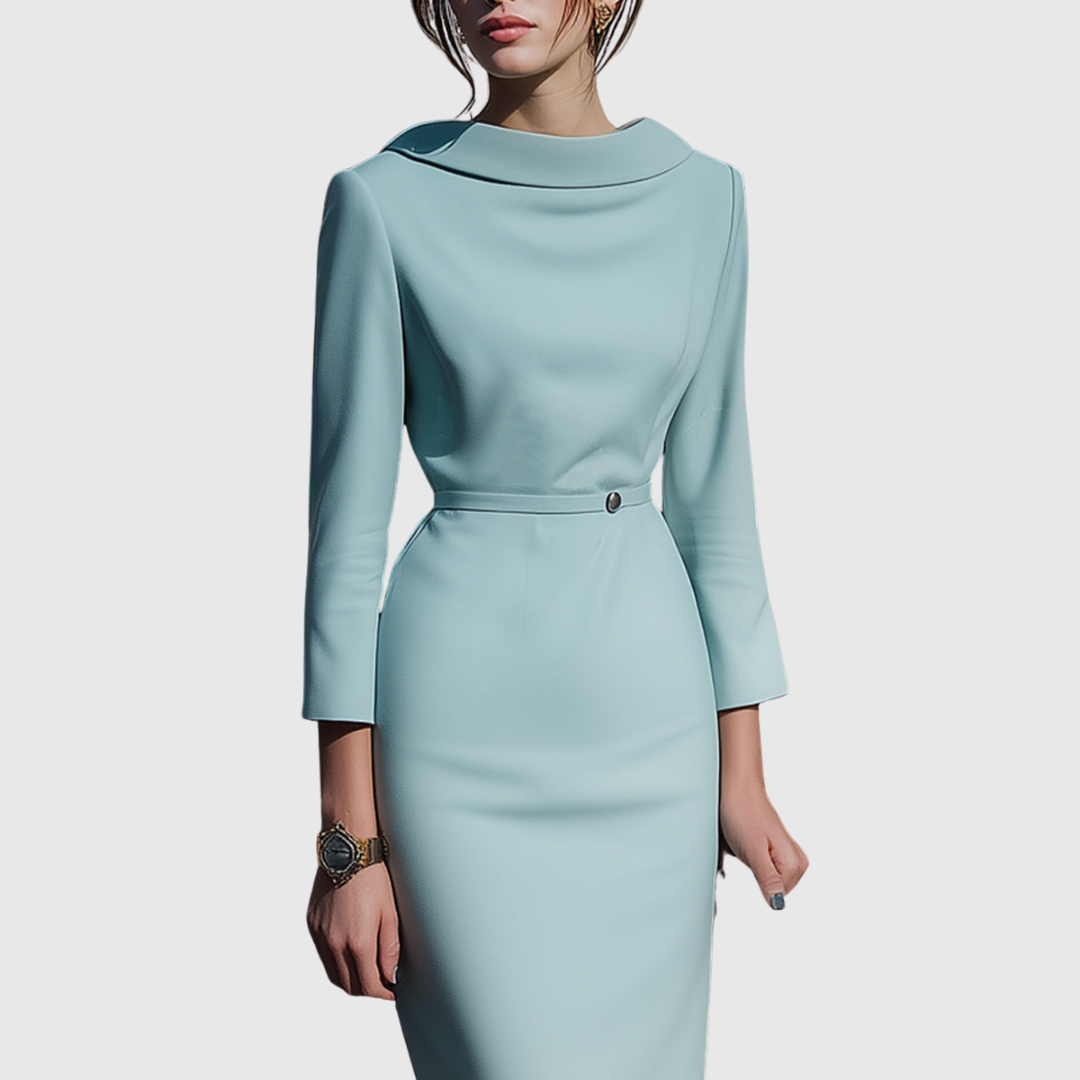 Alice | Women's Elegant Draped Midi Pencil Dress