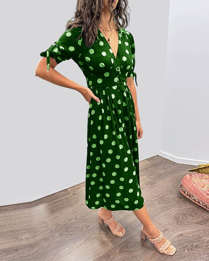 Bellamy | Women's Polka Dots V-Neck Midi Dress