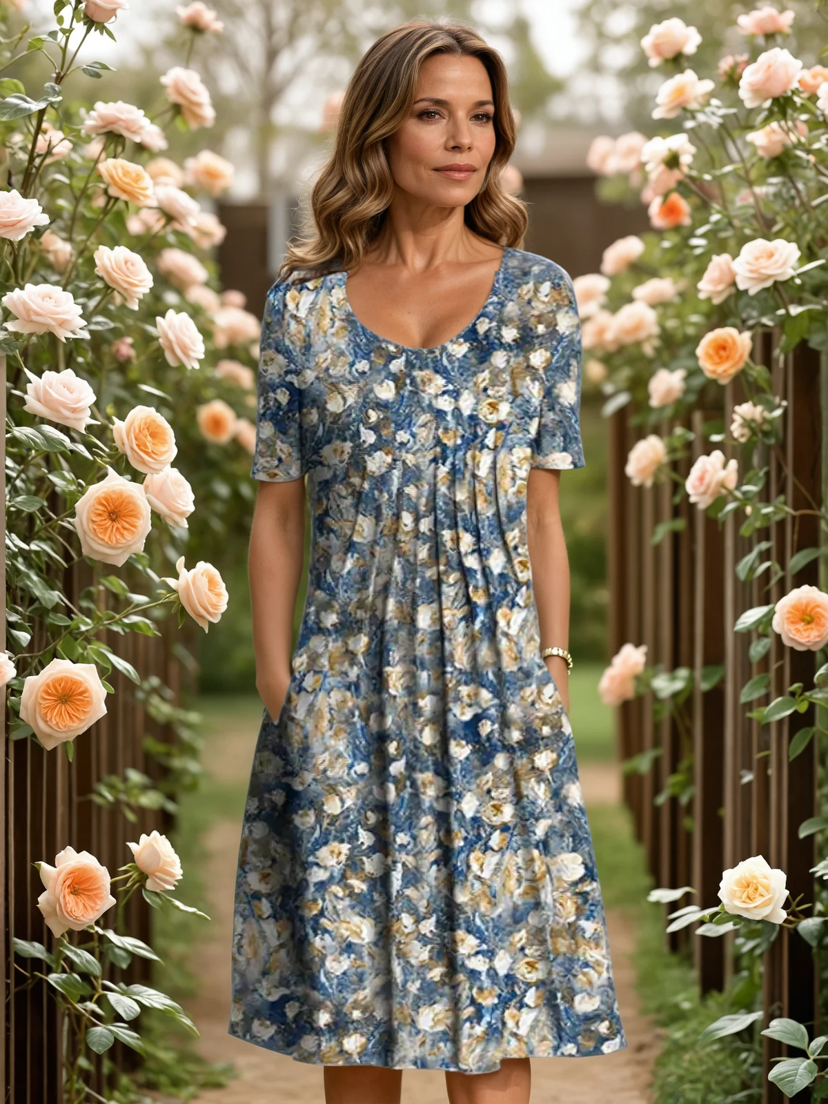 Fiona | Women's Elegant Everyday Midi Dress with Pockets