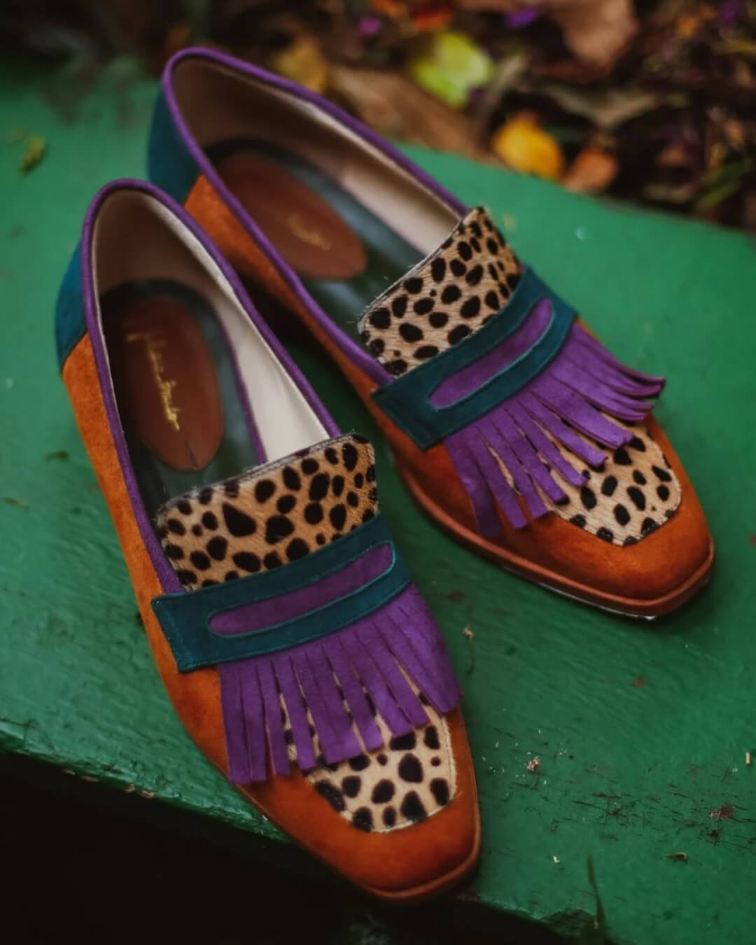 Cushioned Slip-On Loafer With Fringes And Animal Print