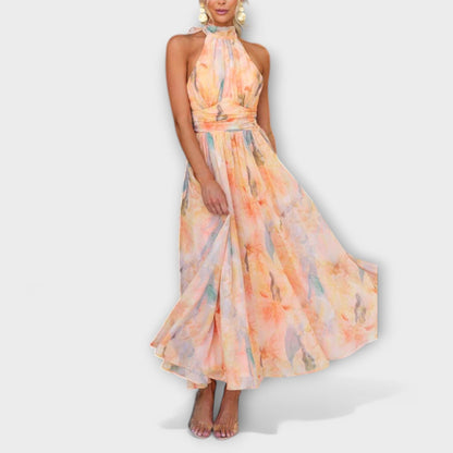 Dana | Women's Watercolour Halter Maxi Dress