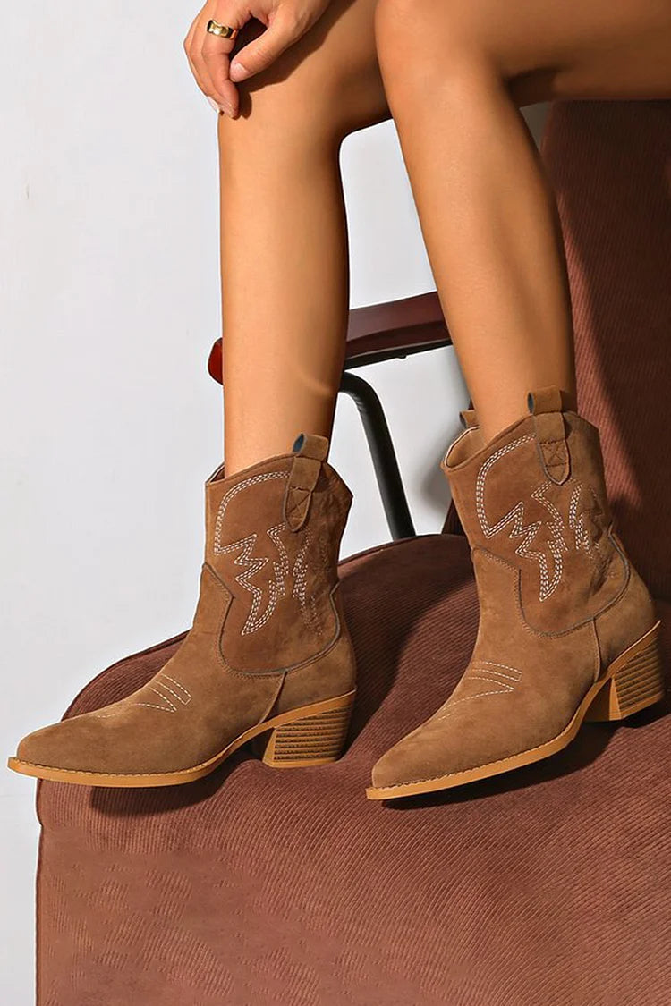 Women's Cushioned Zip Spitzes Western Ankle Boot
