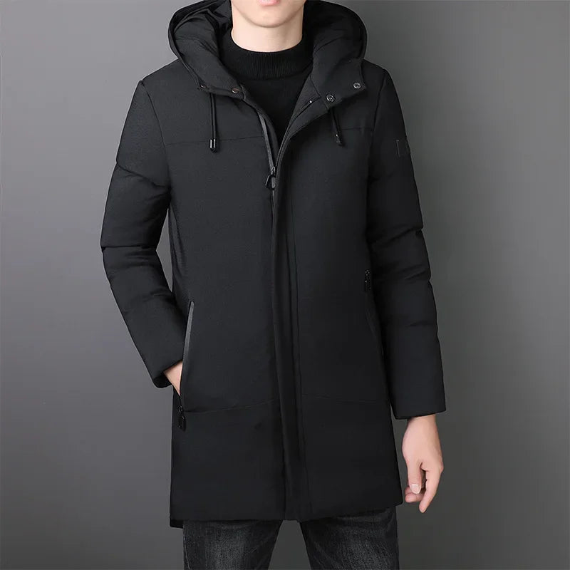 Elegant Long Men's Jacket with Long Sleeve