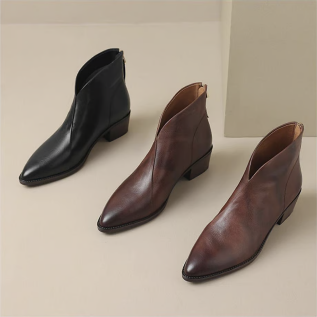 Celeste | Women's Cushioned Pointed-Toe Luxury Low-Heel Ankle Boots