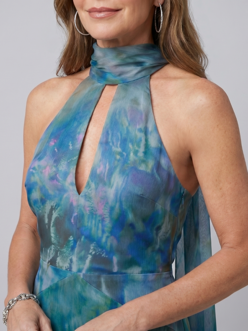 Juniper | Women's Keyhole Halter Sleeveless Maxi Dress