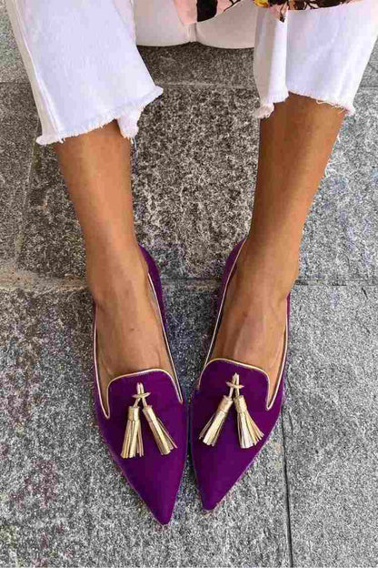 Women's Cushioned Pointed-Toe Loafer With Elegant Tassel
