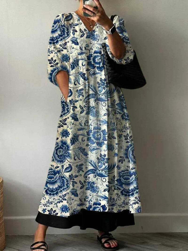 Women's Elegant Maxi Dress with Mia Print