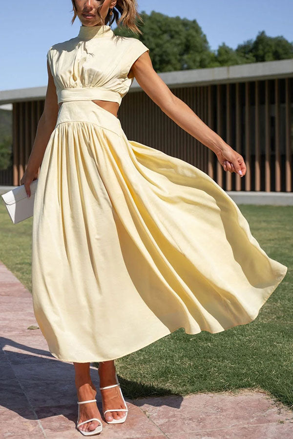 Quincy | Women's Midi Dress with Cut-Out and Pockets