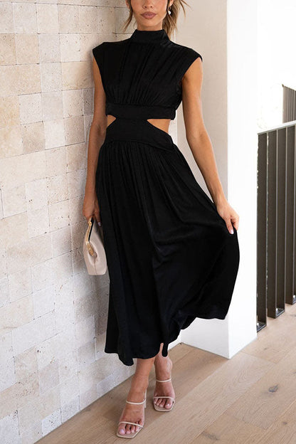 Quincy | Women's Midi Dress with Cut-Out and Pockets