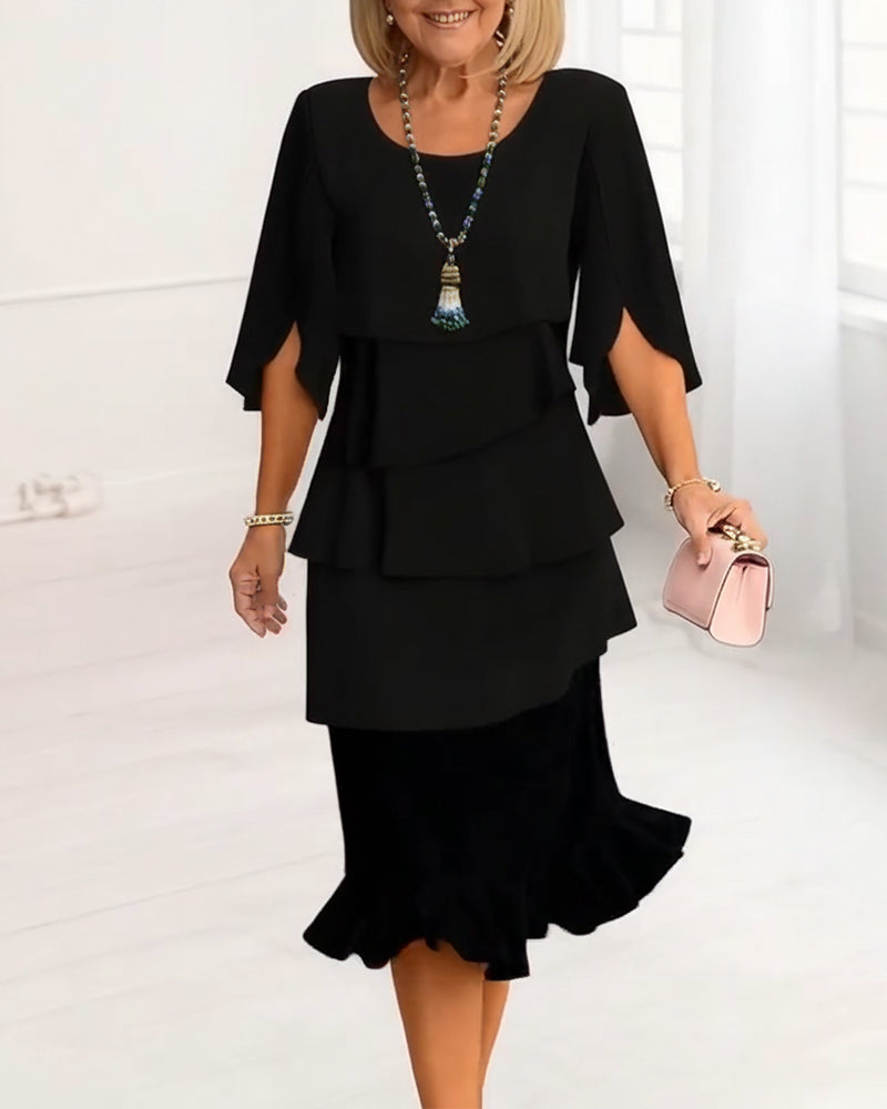 Patricia | Women's Elegant Comfort Ruffle Midi Dress