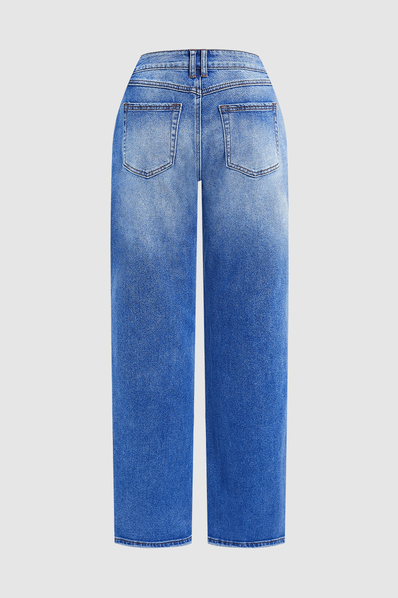 Women's Mid-Rise Straight Fit Denim Jeans