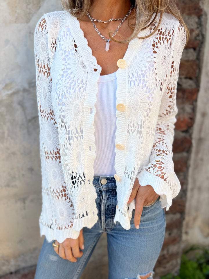 Nadia | Women's Cozy Cardigan with V-Neck and Long Sleeve