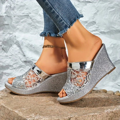 Alexis | Women's Open-Toe Elegant lace high-heeled sandals with Sequins