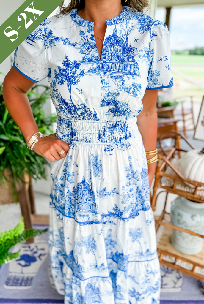 Eliza | Women's Classic Toile Maxi with Smocking