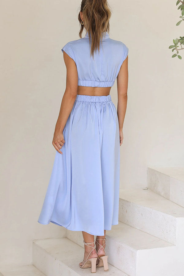 Quincy | Women's Midi Dress with Cut-Out and Pockets
